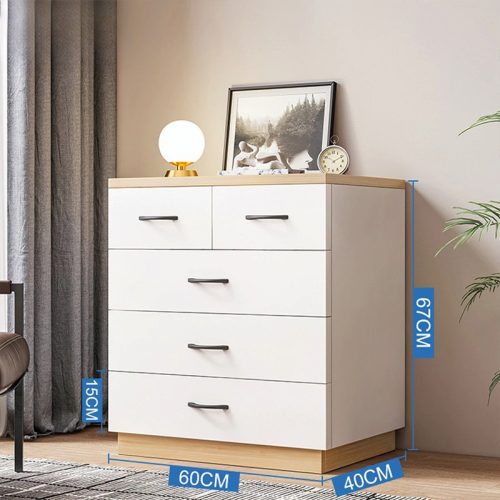 Comodă pentru dormitor, living, cu 5 sertare, 60 x 40 x 67 cm, alb F5-White
