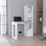 Birou cu rafturi și spațiu de depozitare 98,5x45x148cm alb FUR1234-1