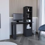 Birou cu rafturi și spațiu de depozitare 98,5x45x148cm negru FUR1234-2