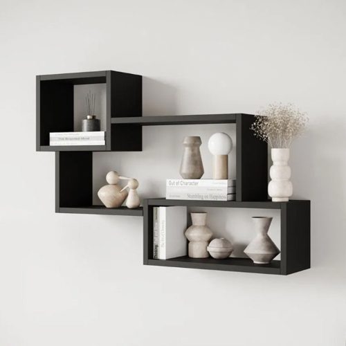 Raft de perete 87x18x54cm negru FUR1961-3