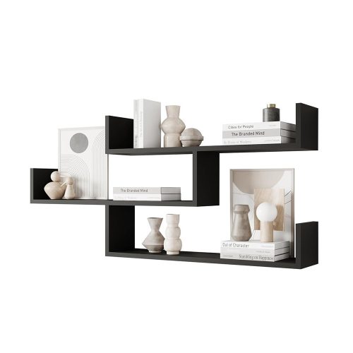 Raft de perete 119x18x55cm negru FUR1962-1