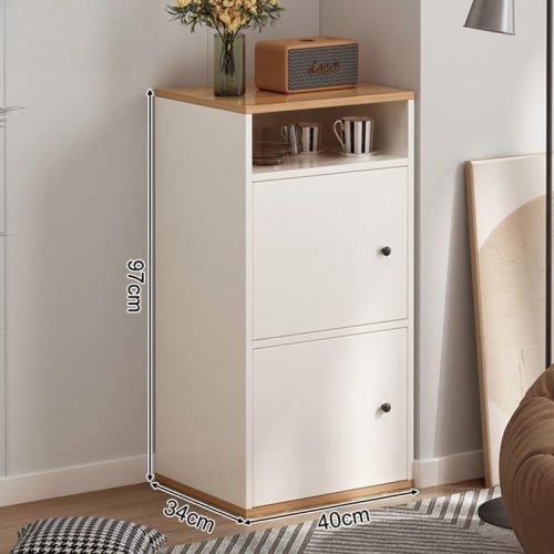 Comodă pentru dormitor, living, mobilier dulap cu 2 uși, 40 x 34 x 97 cm, alb FZ03