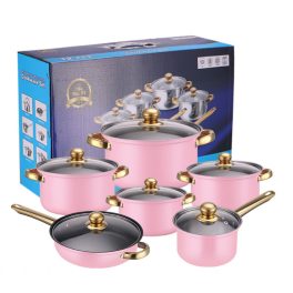   Set de oale de gătit din inox, 12 piese cu capac metalic G20