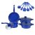 Set de tigăi antiaderente din 13 piese cu ustensile albastru G25