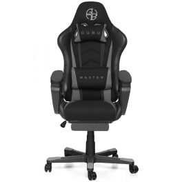   Scaun de gaming, Guru Master GM1-G-L, elegant, rotativ, inaltime ajustabila, cu suport picioare, negru/gri