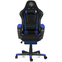   Guru Master GM2-B-L, scaun de gaming,  elegant, ergonomic, rotativ, cu suport picioare, negru/albastru