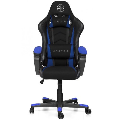 Scaun de gaming, Guru Master GM2-B, elegant, ergonomic, rotativ, negru/albastru
