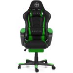 Guru Master GM2-GN-L, scaun de gaming,  elegant, ergonomic, rotativ, cu suport picioare, negru/verde