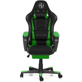   Guru Master GM2-GN-L, scaun de gaming,  elegant, ergonomic, rotativ, cu suport picioare, negru/verde