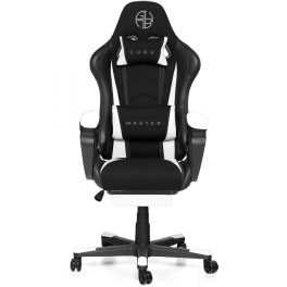   Guru Master GM2-W-L, scaun de gaming,  elegant, ergonomic, rotativ, cu suport picioare, negru/alb