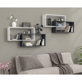 Raft de perete 104x22x45cm alb negru GR-01