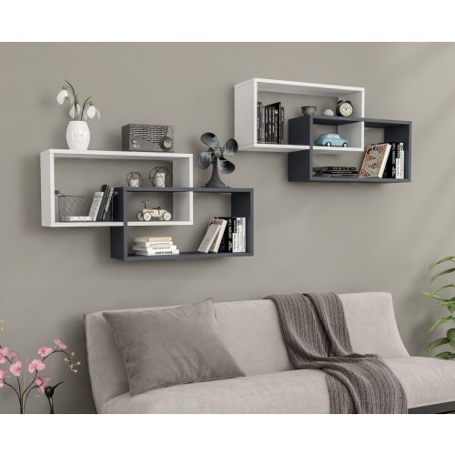 Raft de perete 104x22x45cm alb negru GR-01
