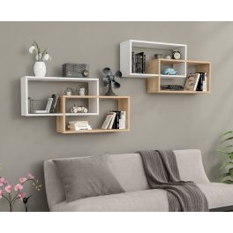 Raft de perete 104x22x45cm alb maro GR-03