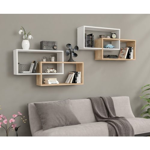 Raft de perete 104x22x45cm alb maro GR-03