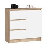 Comodă cu sertare mobilier dormitor living 80x35x77 cm maro alb GW-02