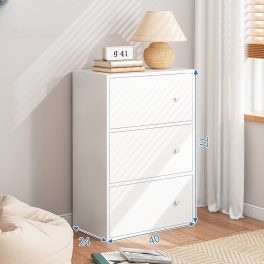  Dresser dormitor living mobilă cu 3 uși dulap, PN04, 40 x 24 x 77 cm, alb 
