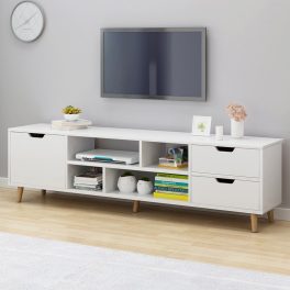   Dulap TV, depozitare multifuncțional, RT04, 140 x 30 x 40 cm, alb 