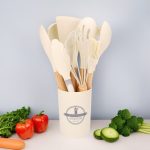 12 bucăți ustensile de bucătărie din silicon bej T01