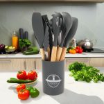 12 bucăți ustensile de bucătărie din silicon gri T08