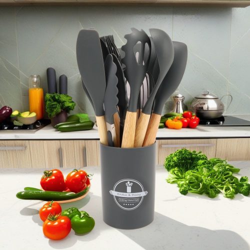 12 bucăți ustensile de bucătărie din silicon gri T08