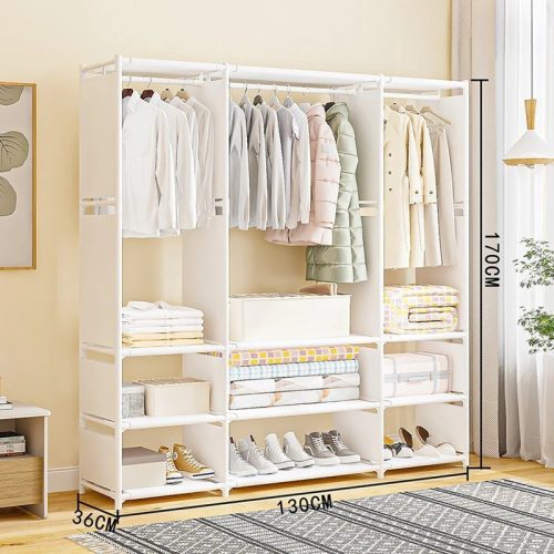 Dulap pentru haine din material textil 170x36x130cm alb TR03-2